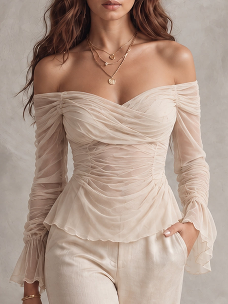 Dusty Rose Satin Wrap Blouse