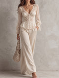 Ivory Lace Panel Maxi Dress