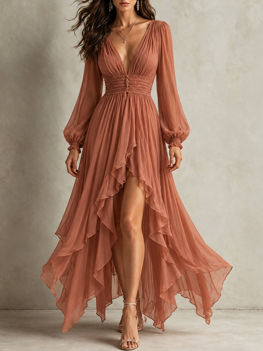 Olive Bohemian Tiered Maxi Dress