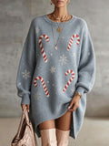 Light Blue Candy Cane Knit Tunic
