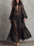 Black Gold Paisley Print Maxi Dress