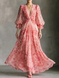 Pink Paisley Chiffon Maxi Dress