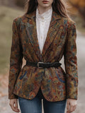 Multicolor Paisley Belted Blazer