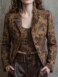 Brown Floral Corset Blazer