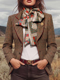 Brown Houndstooth Plaid Blazer