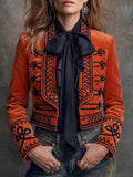 Orange Velvet Embroidered Jacket