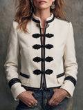 Cream Black Trim Military Jacket