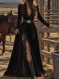Black Velvet Lace Maxi Dress