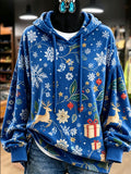 Blue Christmas Reindeer Hoodie