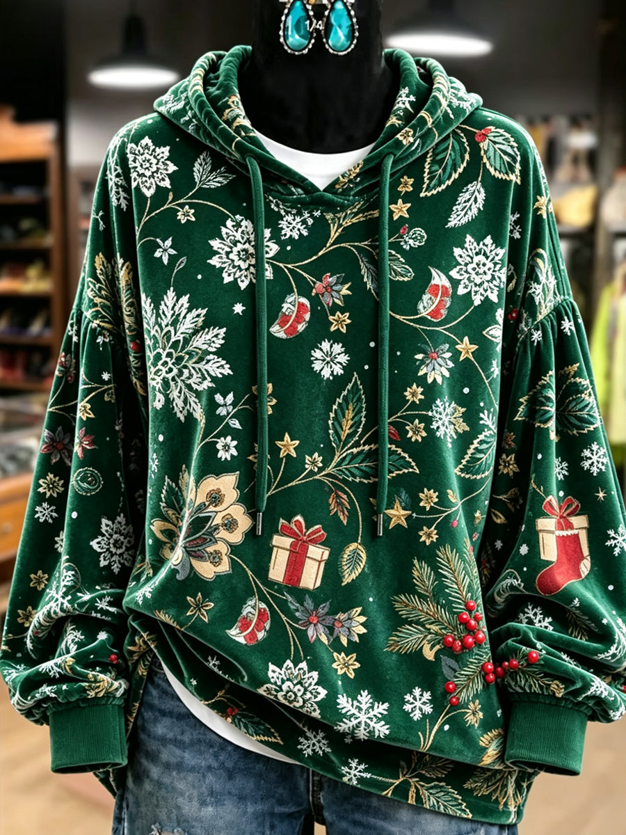 Green Christmas Gift Print Hoodie