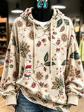 Cream Snowman Floral Print Hoodie