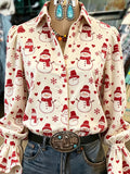 Cream Snowman Print Shirt