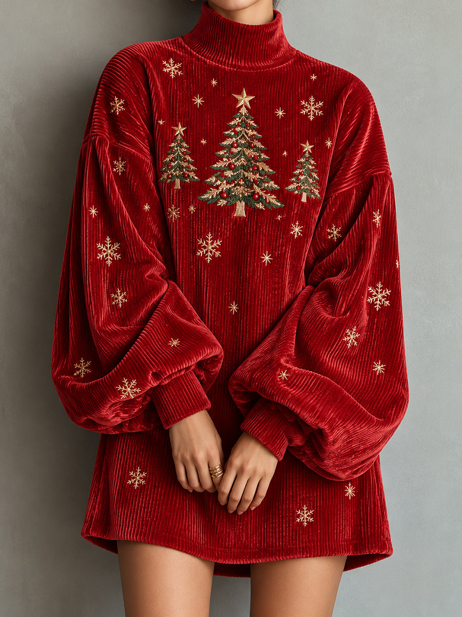 Red Velvet Christmas Tree Tunic Dress