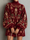 Burgundy Velvet Nutcracker Tunic Dress