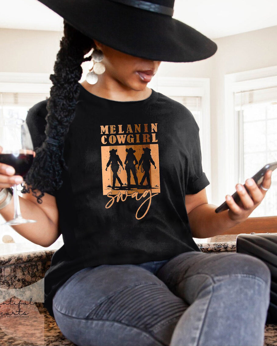 Melanin Cow Girl 100% Cotton Crew Neck Short Sleeve Tshirt
