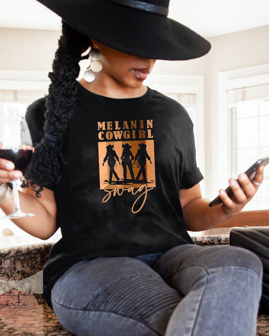 Melanin Cow Girl 100% Cotton Crew Neck Short Sleeve Tshirt
