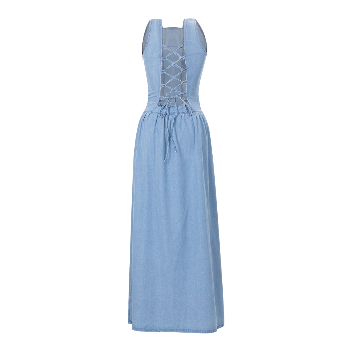 Denim Blue Sleeveless Strappy Dress