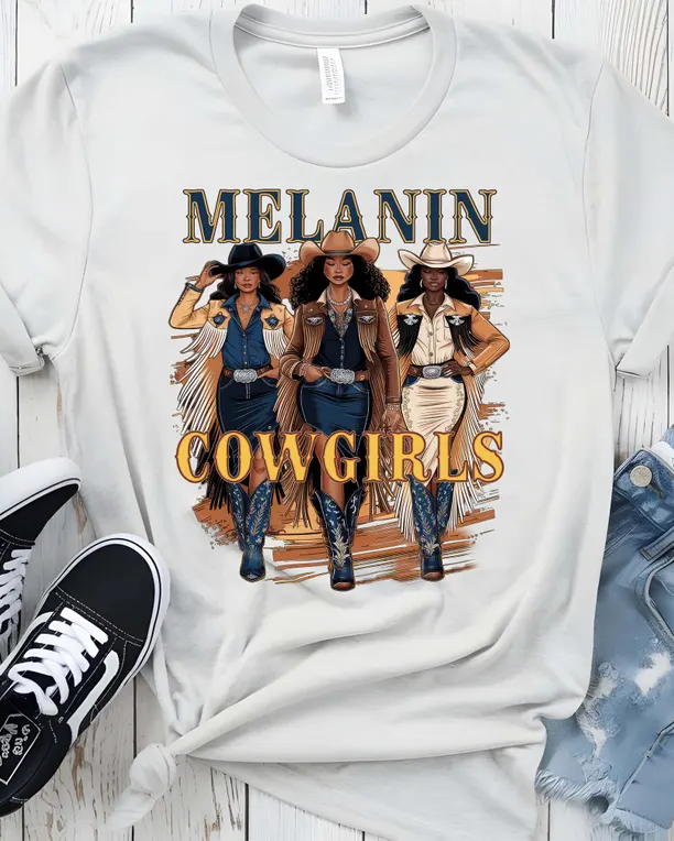 Melanin Cowgirls 100% Cotton Crew Neck Short Sleeve Tshirt