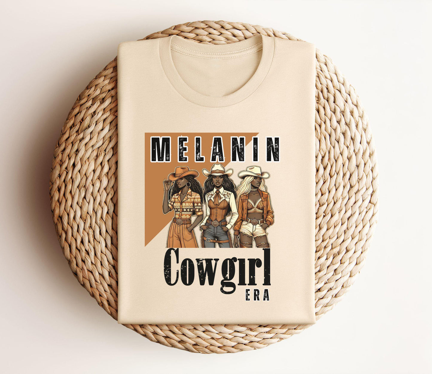 Melanin Cowgirl Era Crew Neck Short Sleeve Cotton T-shirt
