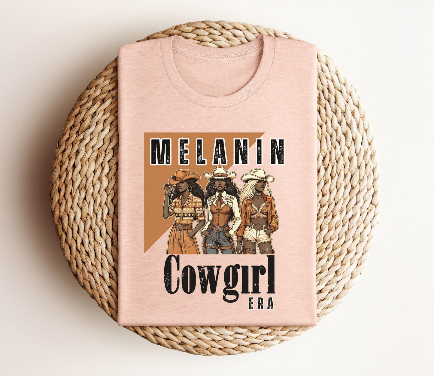 Melanin Cowgirl Era Crew Neck Short Sleeve Cotton T-shirt