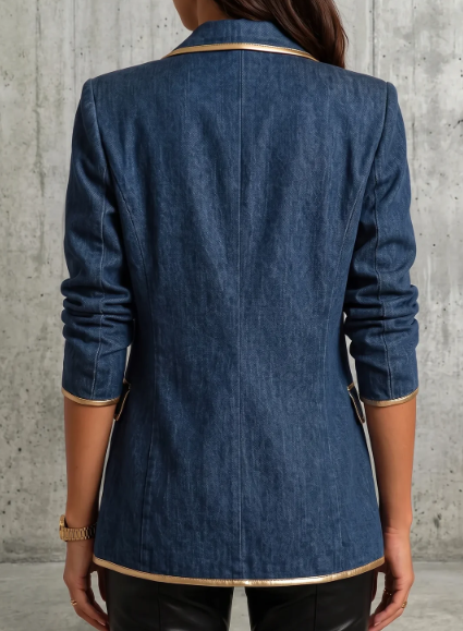Navy Gold-Trimmed Blazer