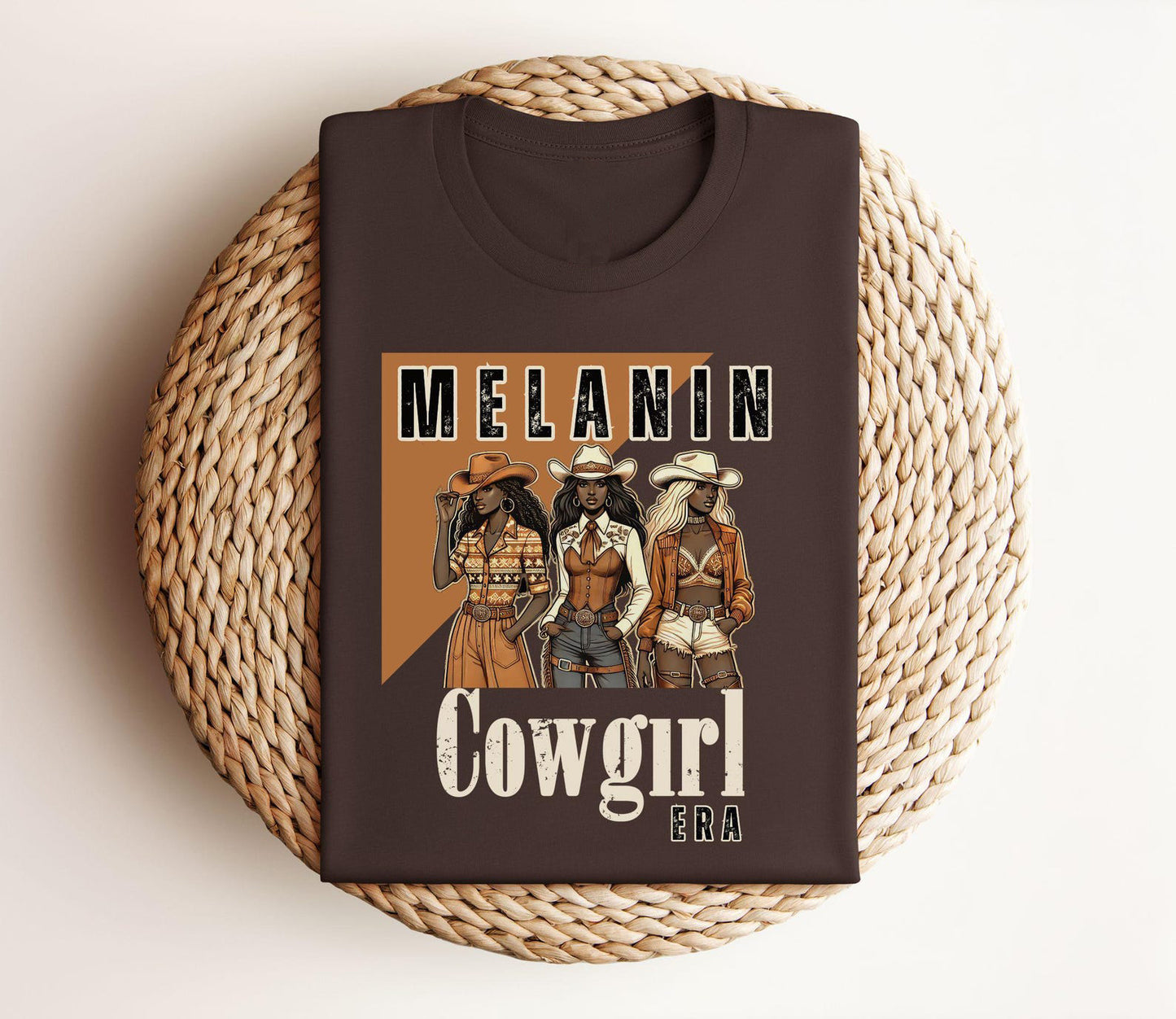 Melanin Cowgirl Era Crew Neck Short Sleeve Cotton T-shirt