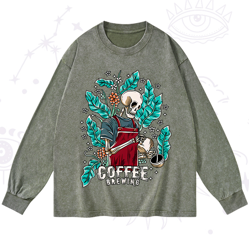 Coffee Brewing Washed Long Sleeve Shirt