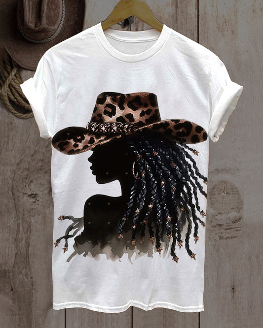 Boujee Black CowGirl Neck Short Sleeve Tshirt