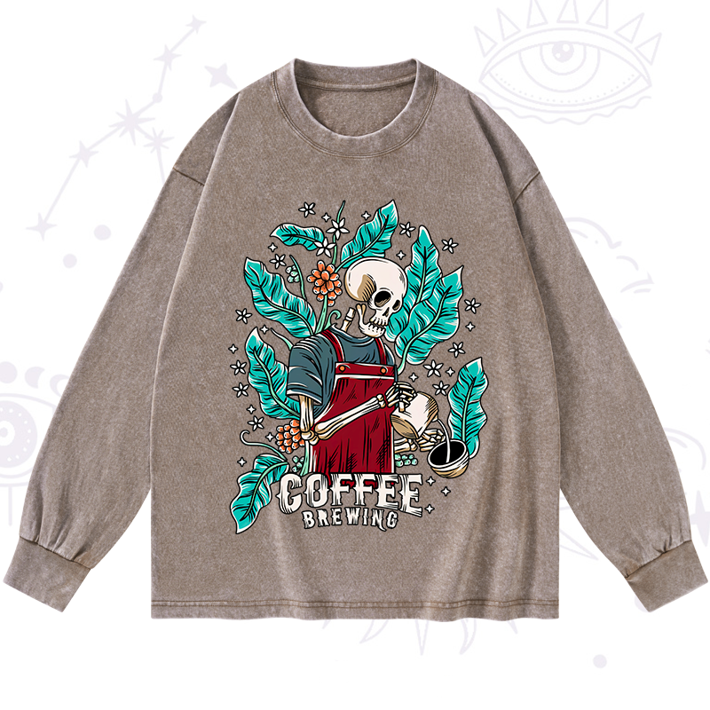 Coffee Brewing Washed Long Sleeve Shirt