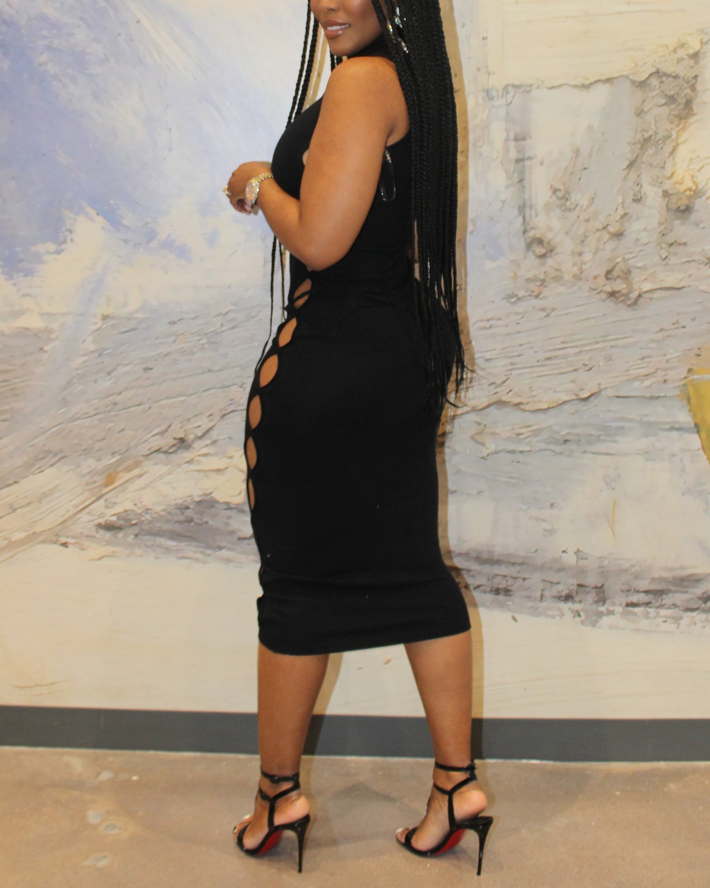 Sexy Sleeveless Hollow-out Midi Dress