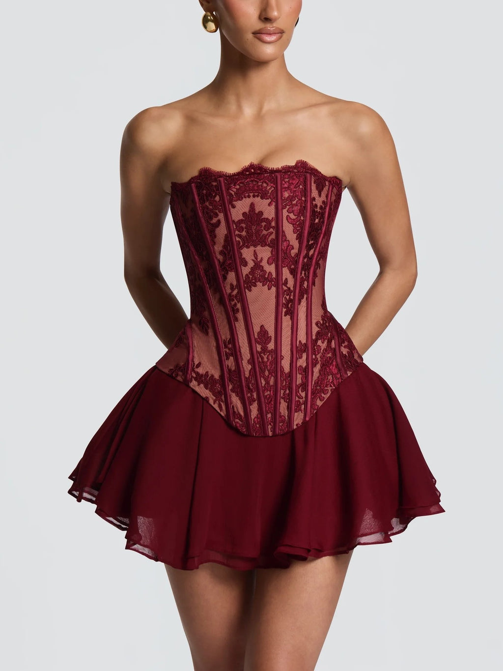 Ruched Corset Two-Piece Skirt Set