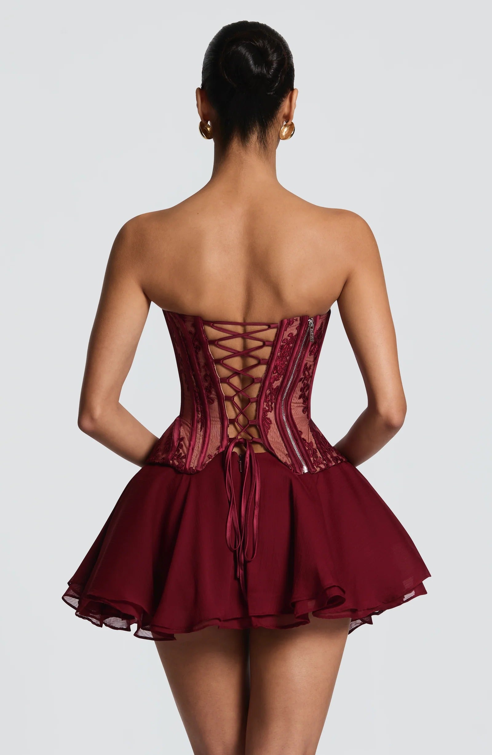 Ruched Corset Two-Piece Skirt Set