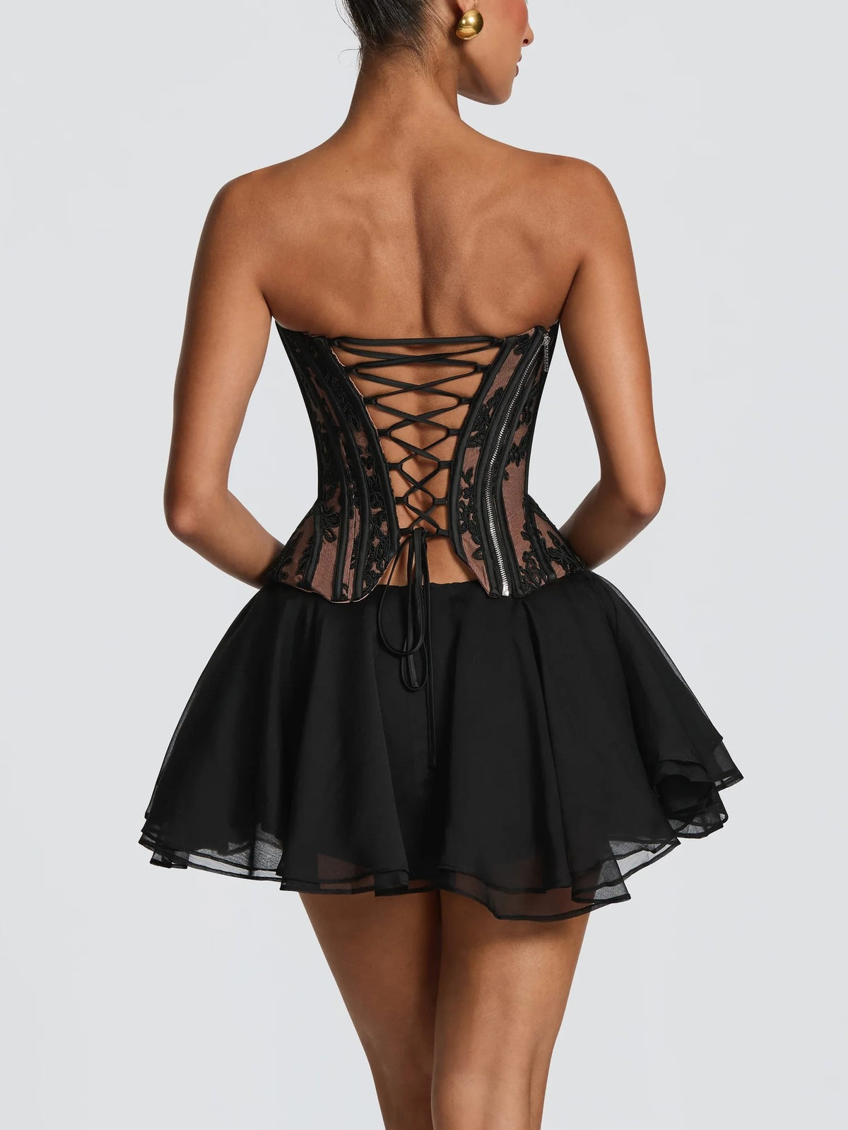 Ruched Corset Two-Piece Skirt Set