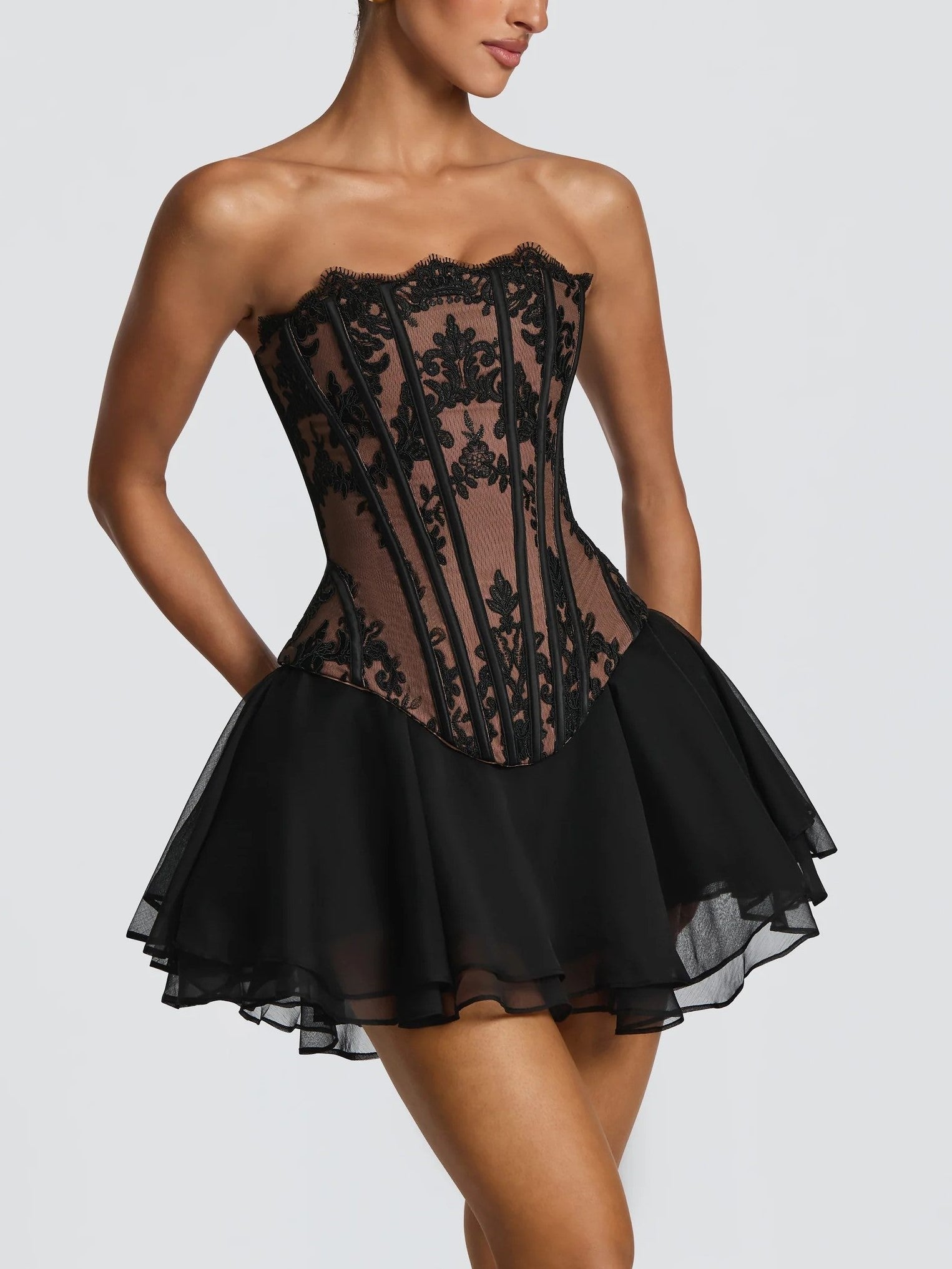 Ruched Corset Two-Piece Skirt Set