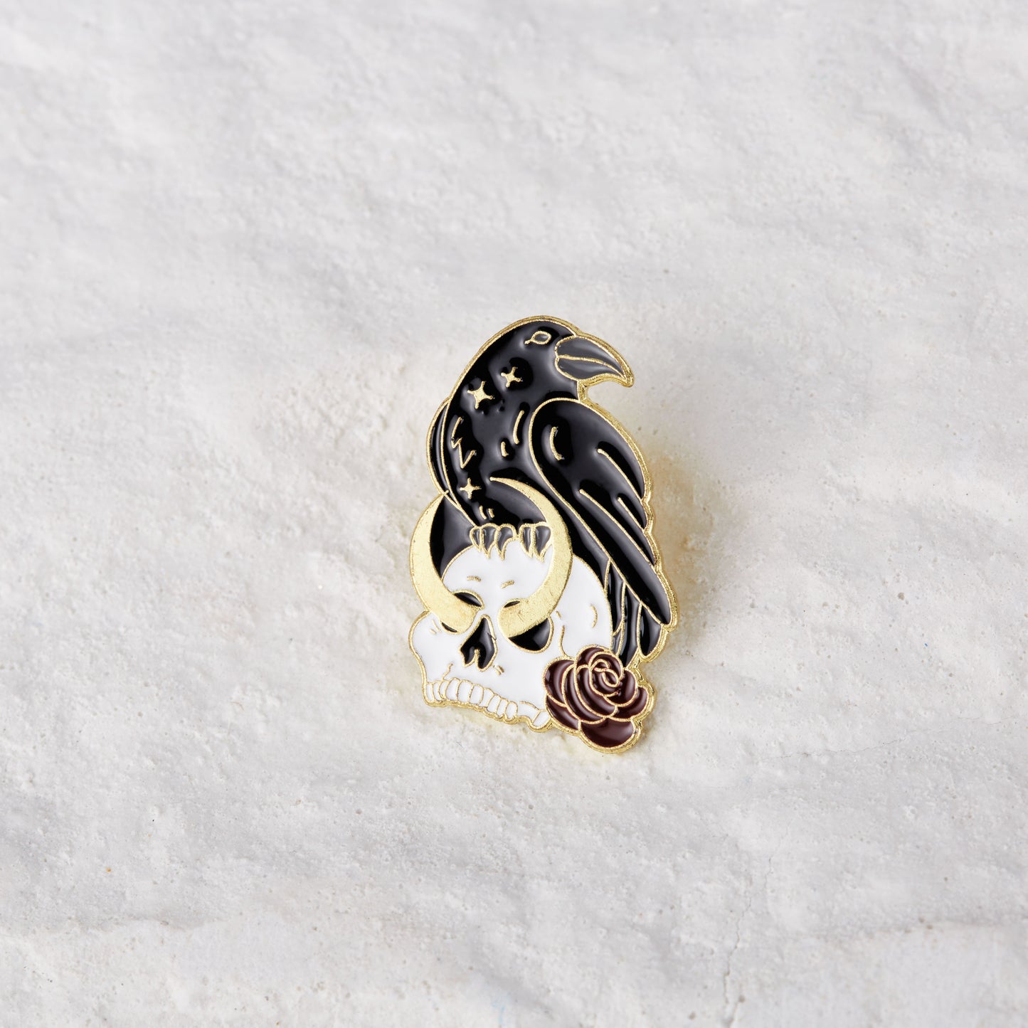 Gothic Night Raven Mystical Skeleton Pin